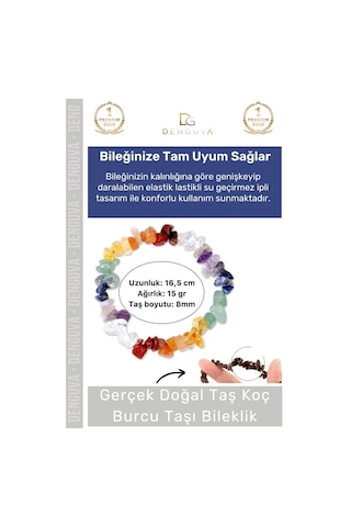 Bileklik Doğal Taş Enerjili Ayarlanabilir Su Geçirmez Kaliteli Koç Burçları Burç Unisex Bileklik Çok Renkli