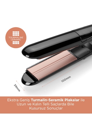 Babyliss Steam Smooth 39mm 230 Derece 5 Isı Ayarı Turmalin Seramik İyon Etkili Buharlı Saç Düzleştirici St493e