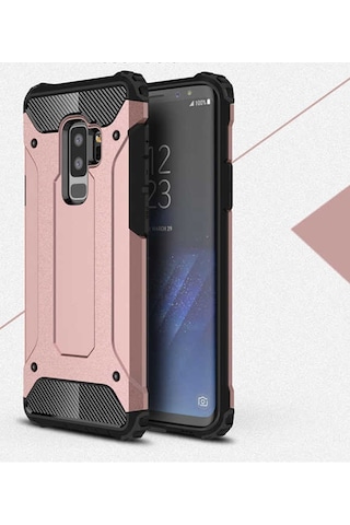 Noktaks - Samsung Galaxy Uyumlu S9 Plus - Kılıf Çift Katman Zırh Tank Crash Military Kapak - Rose Gold