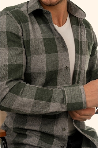 Damalı Yeşil Slimfit Oduncu Erkek Gömlek Yeşil