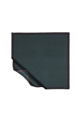 İpek Evi İpekevi Twill İpek Eşarp - Typo Monogram - Çam Yeşili