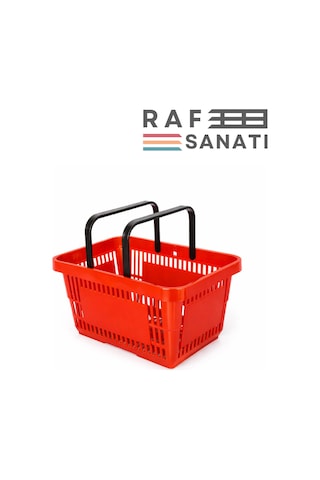 5 Adet 28 Litre Plastik Market Alışveriş Sepeti Saplı Dayanıklı Market Mağaza El Sepeti Kırmızı