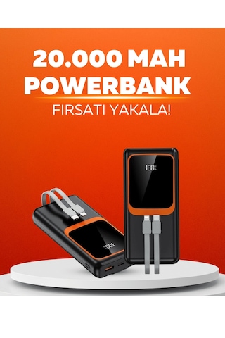 Mey İthalat 20.000 Mah Powerbank 22.5w Hızlı Şarj, Çok Kablolu, Dijital Göstergeli Diğer