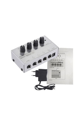 Fortunelane Gümüş 4 Yollu Kulaklık Amfi Ha400 - Küçük Boyutlu Euro Standartı