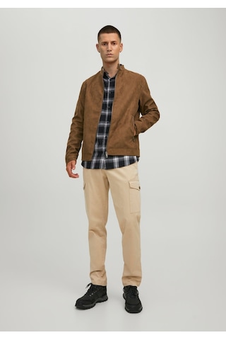Jack & Jones Biker Deri Görünümlü Ceket - Rocky 12223141 Cognac