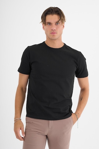 Erkek Siyah %100 Pamuklu Standart Kalıp Likralı Basic T-shirt Siyah