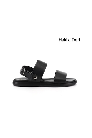 Gönderi(R) Gönderi R Erkek Siyah Tokalı Hakiki Deri Comfort Sandalet Dyma83242829