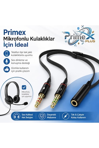 Lexroo Px-8005 Kulaklık Mikrofon Ayırıcı, 3.5 Mm Jak 1 Dişi 2 Erkek Y Splitter Standart