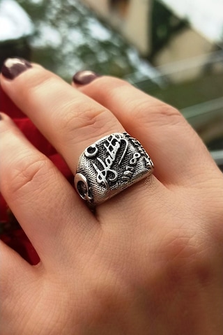 Antik Gümüş Kaplama Atatürk Imzası Şekilli El Yapımı Ayarlanabili - 528893456