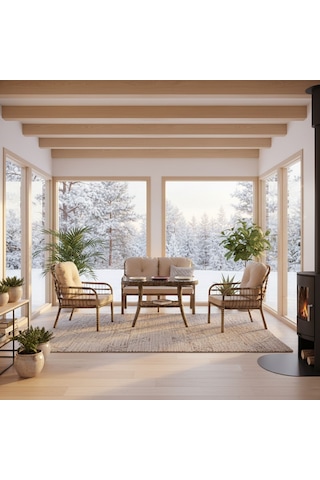 Capri Swing Pisa İkili Rattan Bahçe Balkon Oturma Grubu Açık Kahve 753