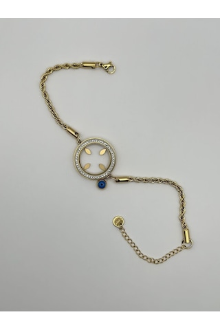 Arnes Jewelry Çelik Nazar Boncuklu Çeyrek Altın Takılabilen Bileklik Ar218nes Gold