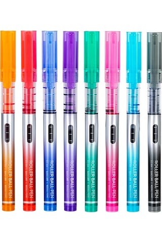 Kraf Enjoy İğne Uçlu 0.5mm Roller Kalem 8 Renk Set Çok Renkli