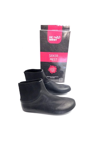 Derilax Hakiki Deri Soğuk Geçirmez Sıcak Astar Yumuşak Şeker Mest Siyah