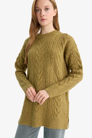 Defacto Relax Fit Bisiklet Yaka Triko Tunik F4530ax25wngn730 Yeşil
