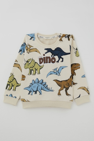 Breeze Erkek Çocuk Eşofman Takımı Kükreyen Dinozorlar Desenli 1.5-5 Yaş , Krem