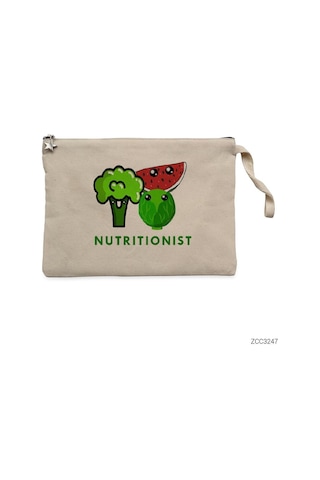 Zepplin Giyim Diyetisyen - Nutritionist Clutch Astarlı Cüzdan / El Çantası Krem
