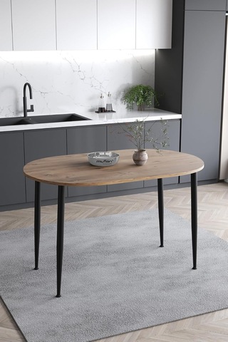 Melinda 60x90 Cm Atlantik Çam Desen Mutfak Masası Yemek Masası Balkon Masası Çalışma Masası Atlantik Çam-siyah Ayak Çok Renkli