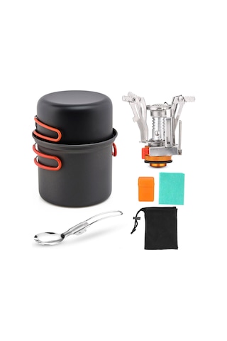 Neevoyu "kamp İçin Katlanır Ocaklı 2'li Tencere Seti - Çatal Kaşık Ve Bez Dahil" Çok Renkli