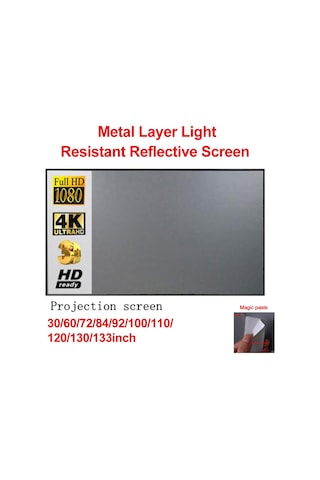 Lemestar Taşınabilir Katlanabilir Projektör Ekranı Metal Katmanlı Işık Dayanıklı Ev Sinem Çok Renkli-23