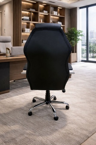 Deflen Yönetici Ofis Koltuğu Lüks Büro Koltuğu Ergonomik Yatar Mekanizmalı Deri Siyah