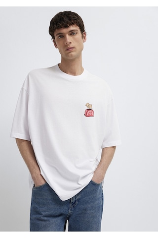 Mavi - Plans Are Toast Baskılı Beyaz Tişört 0613648-620