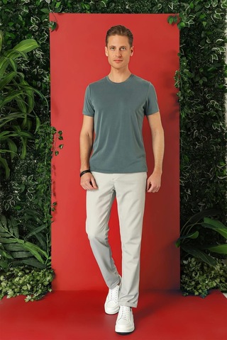 Efor Slim Fit Bisiklet Yaka %100 Pamuk Gri Tişört Ts 878 Gri