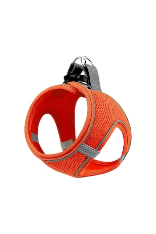 Mita Air Mesh Kedi Köpek Göğüs Tasması Çift Reflektörlü, Terletmeyen Neon Turuncu