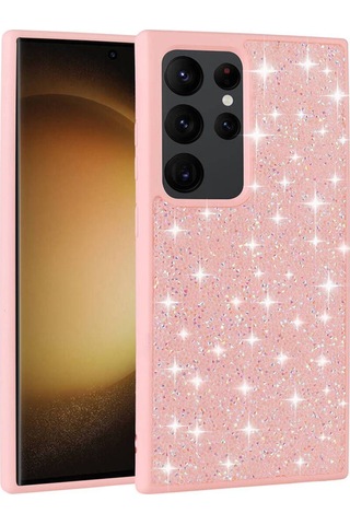 Galaxy S24 Ultra Uyumlu Parlak Taşlı Tasarım Pırlanta Csm Zore Kılıf-lila