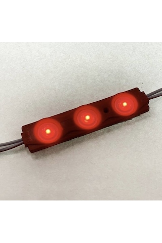 12 Volt 1.2 Watt 3’lü Mercekli 2835 Modül Led Kırmızı - 10 Adet