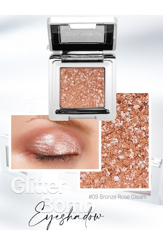 Cre'ars Mücevher Parlaklığında Yoğun Pigmentli Tekli Far Glitter Bomb Eyeshadow 09 Bronze Rose Gleam