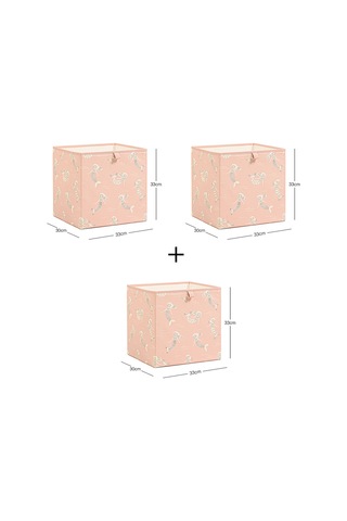 Ocean Home Textile 3'lü Çocuk Odası Deniz Kızı Kutu Set 33 X 30 X 33 Cm Pudra