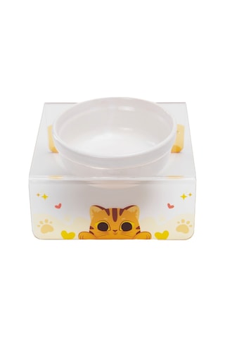 Petmagic Akrilik Beyaz Seramik Tekli Evcil Hayvan Kedi Ve Mini Irk Köpek Mama Kabı-şeffaf Cat