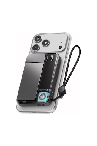 Sharge Icemag 3 Soğutucu Fanlı Standlı 10000 Mah Qi2 25w Magsafe Uyumlu Şeffaf Powerbank, Dahili Kablolu Hızlı Şarj Cihazı Siyah