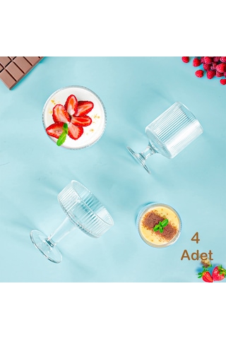 Porsima 4 Lü Ayaklı Dondurma Magnolia Kasesi Sunum Kase Seti