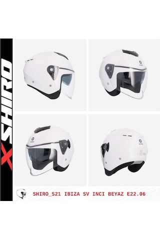 Shiro Jet&Ofc Ibiza M.C Sv Motosiklet Kaskı İnci Beyazı