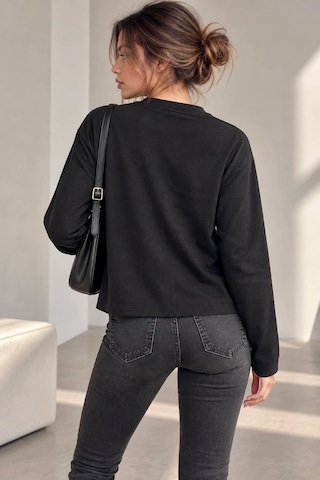 Bb Butik Basic Ön Dikiş Detaylı Basic Sweatshirt Günlük Rahat Kesim My3535 siyah