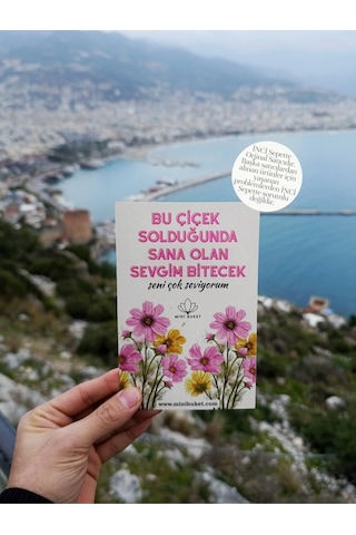 Mini Buket Aynasız Yazılı Love Flowers Çiçek Buketi
