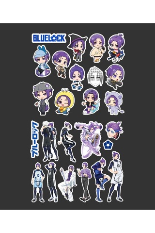 Bluelock-reo Mikage-parlak Kağıt -2li Sticker Set-telefon Süsleme Blue Lock Mor