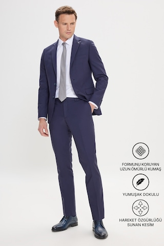 AC&Co / Altınyıldız Classics Erkek Lacivert Slim Fit Dar Kesim Mono Yaka Takım Elbise Lacivert