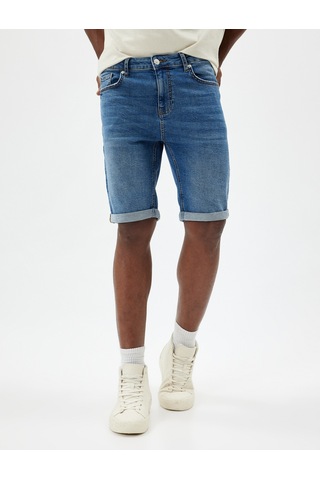 Koton Oversize Kot Şort Bermuda Cep Detaylı Pamuklu Koyu İndigo 4sam40093nd İndigo