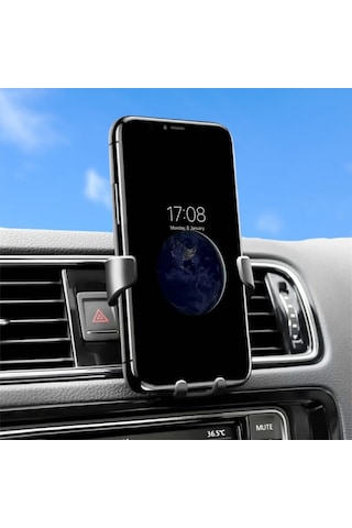 Ams Net Araç İçi Klima Izgarasına Takılabilen Plastik Oto Telefon Tutucu Gravity Siyah