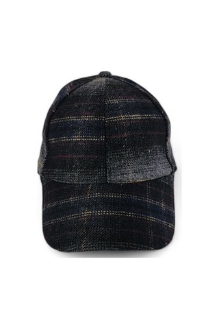 Hedea İskoç Tartan Desen Şapka Siyah Siyah
