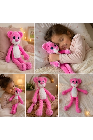 Amigurami Pembe Panter Uyku Arkadaşı 046 - Pembe