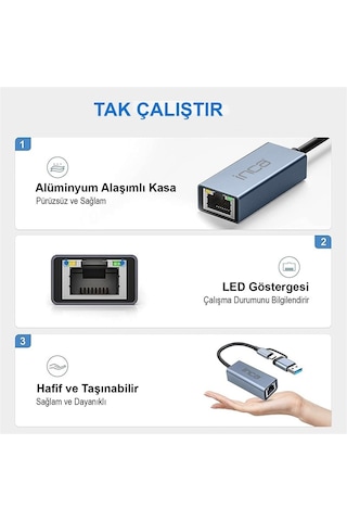 Inca Iutp-01t Usb 3.0 Type-c 3.1 Ethernet Rj45 1000mbps Alumınyum