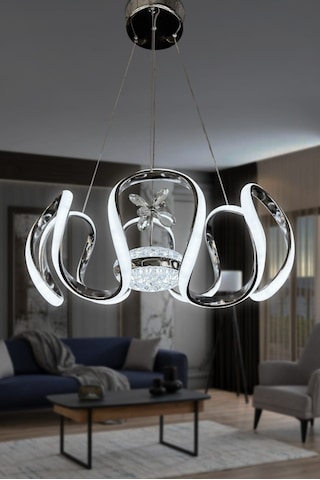 Eliza Tek Top Led Avize - - Kumandalı / Krom Krom