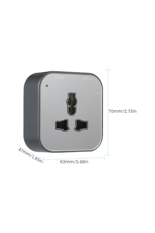 Neevoyu Gri Akrilik Üç Pinli Evrensel Takım, Power Rail Sistemi İçin Kaydırmalı Pratik Soket Adaptörü Gri