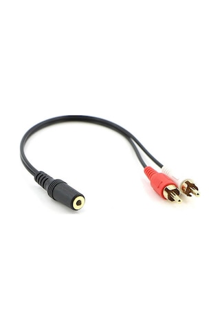 3.5mm Stereo Dişi to 2 RCA Erkek Tos Ses Kablosu - AUX Dönüştürücü Kablo - 30cm