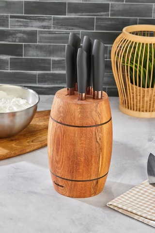 Cooker Hero 6 Parça Lux Bıçak Seti Ckr3585 Ahşap