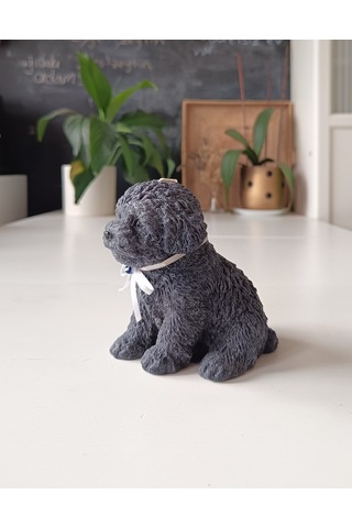 Köpek Figürlü Mum Gri 12 Cm