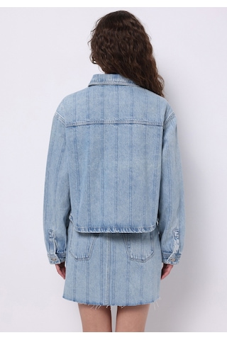 Colins Oversize Fit Fermuarlı Astarsız Kadın Mavi Ceket Cl1075125 Q1.v1 Dn44348 Denim